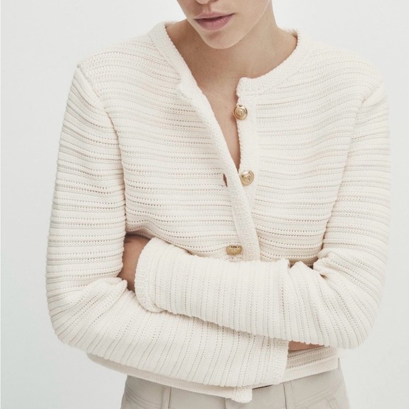 Massimo Dutti knitted cotton button up cardigan sweater - Picture 2 of 11